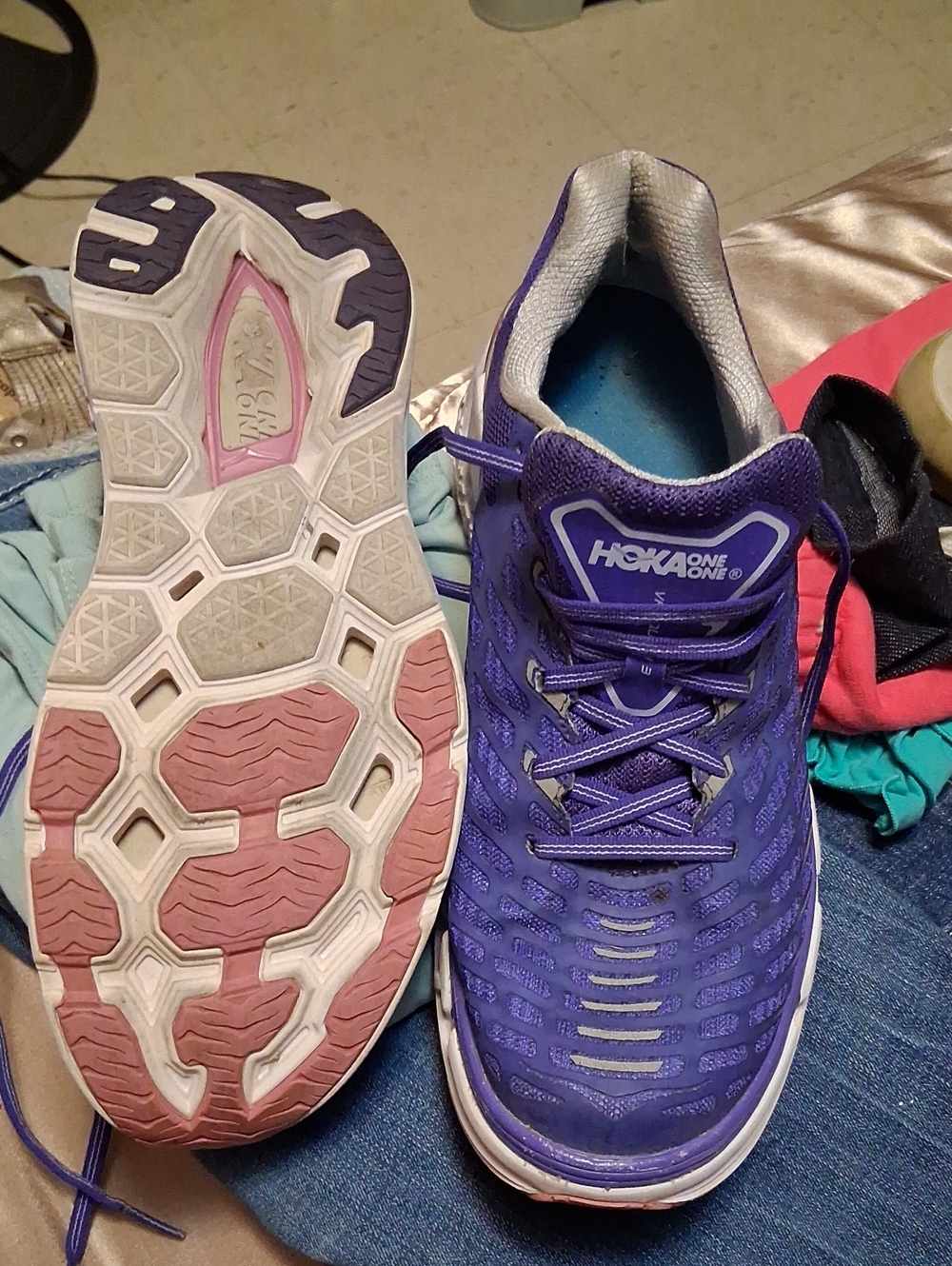 Hoka One One Women's Purple and Pink Athletic Running Shoes